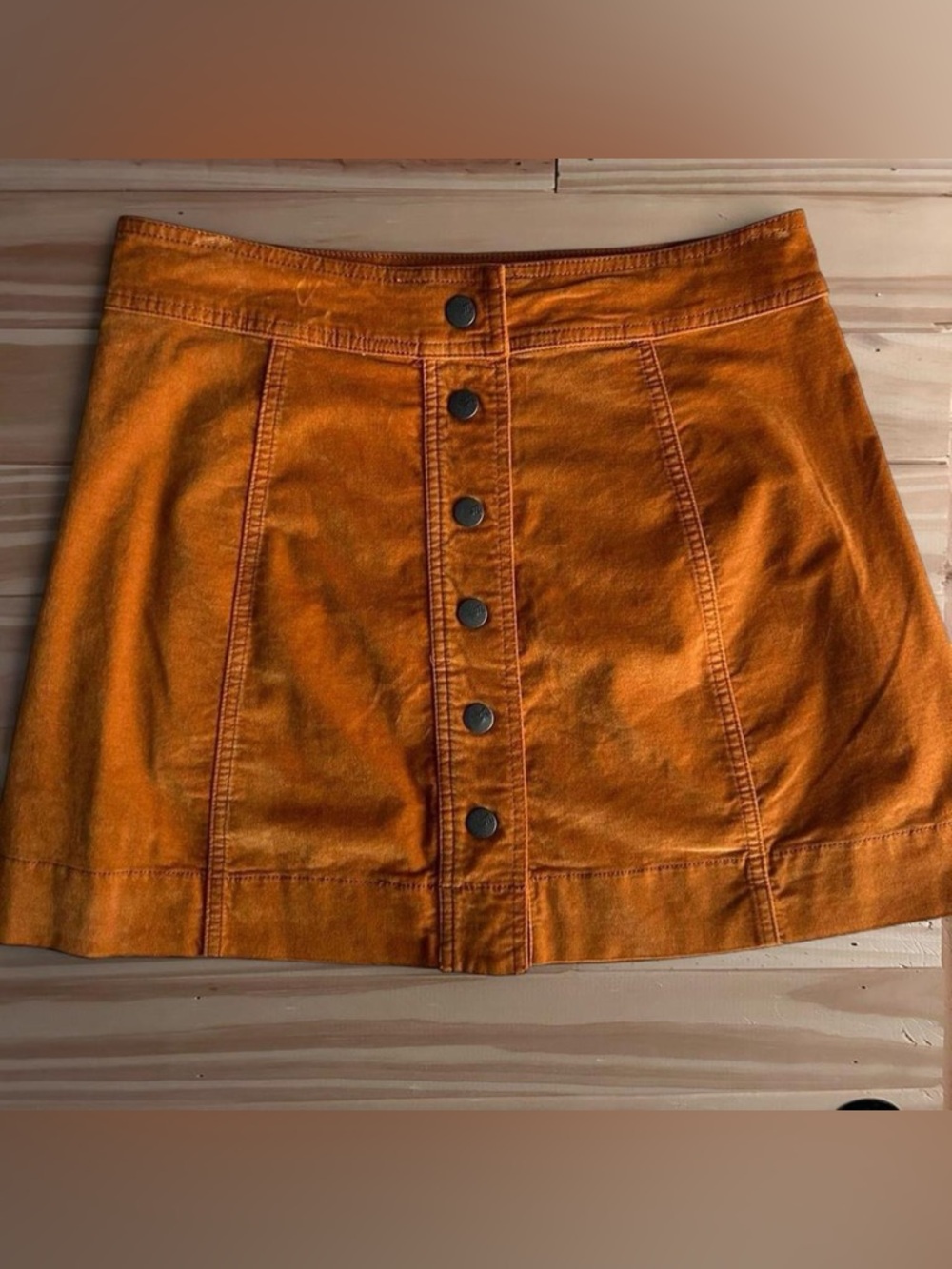 Velveteen A-Line Mini Skirt: Button-Front Edition - Picture 2 of 7